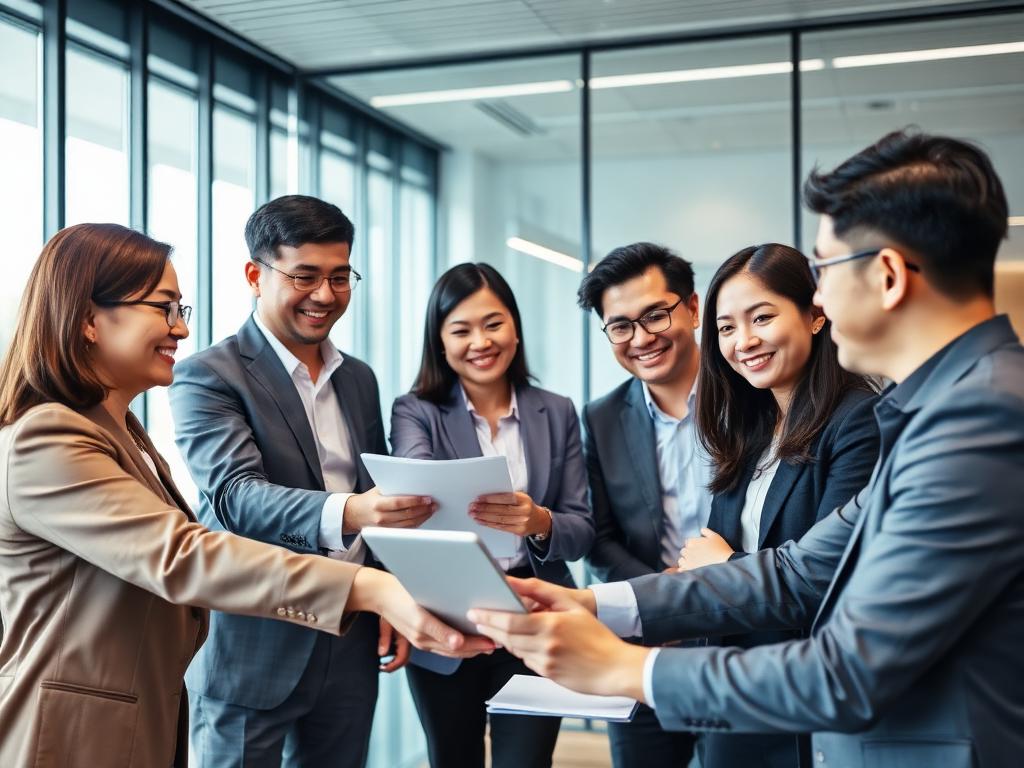 Banking and fintech executives in partnership meeting